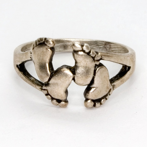 Jewelry - Sterling Silver Footprints Ring 925 Baby Feet